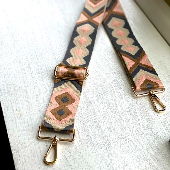 Brand NEW Crossbody Strap for any Bag in Blush Brown Grey Geo ๐๐ค - Picture 7 of 8